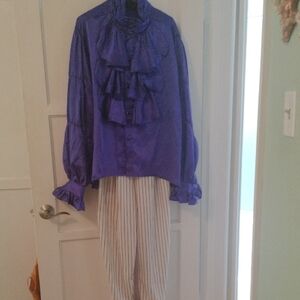 Men's Purple Ruffled Button-Up Shirt